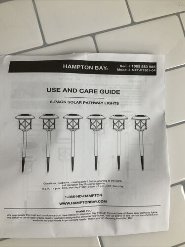 HAMPTON BAY 10 Lumens Solar Black LED Landscape Pathway Light Set 6-Pack (6922775494839)